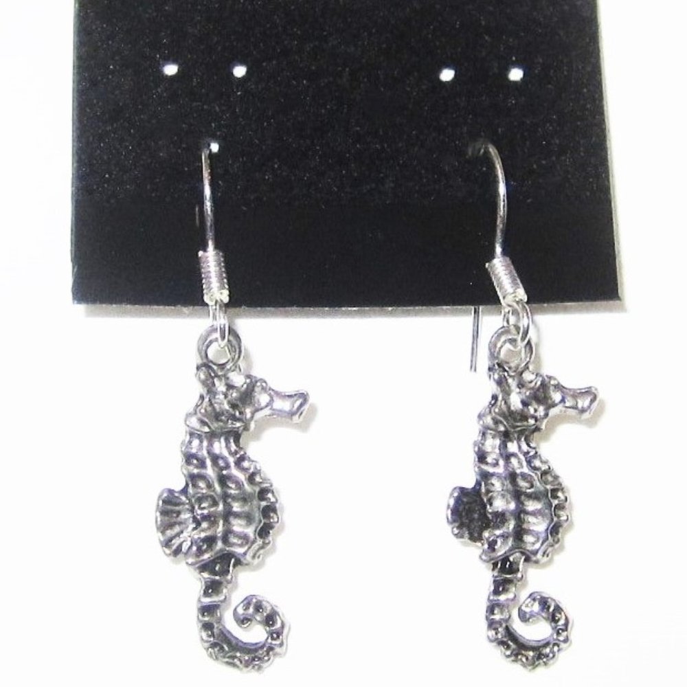 Sterling  silver  &  pewter  Seahorse   earrings